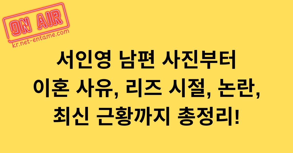 서인영 남편 사진부터 이혼 사유, 리즈 시절, 논란, 최신 근황까지 총정리!