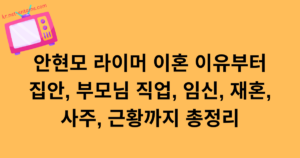 안현모 라이머 이혼 이유부터 집안, 부모님 직업, 임신, 재혼, 사주, 근황까지 총정리