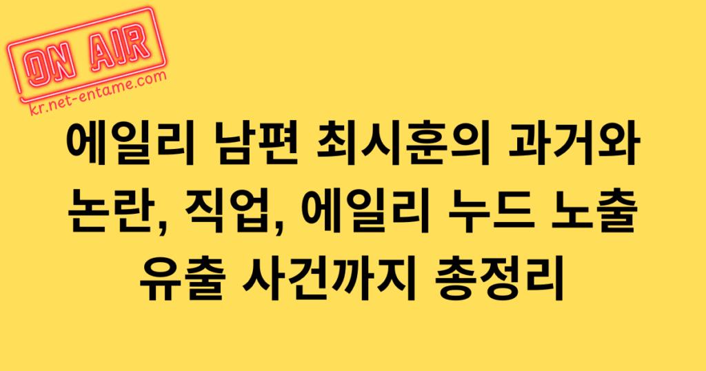 에일리 남편 최시훈의 과거와 논란, 직업, 에일리 누드 노출 유출 사건까지 총정리